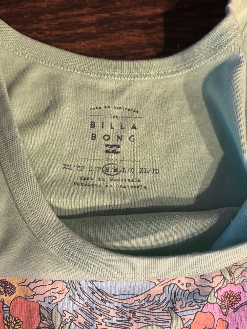 Billabong Mint Floral Scoop Neck Tank